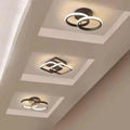 DecorBites™ modern black and white led chandelier with sleek geometric designs and three color options for home use