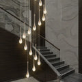 Decorbites™ modern led crystal chandelier with gold-toned metal and teardrop glass shades for home decor lighting
