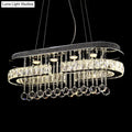 Decorbites™ modern led crystal pendant light with stainless steel frame oval shape and multiple crystal tiers