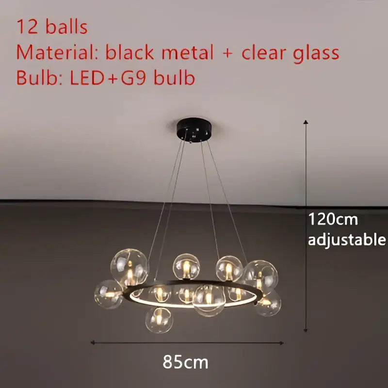 DecorBites™ Modern LED Glass Chandelier with Adjustable Cord