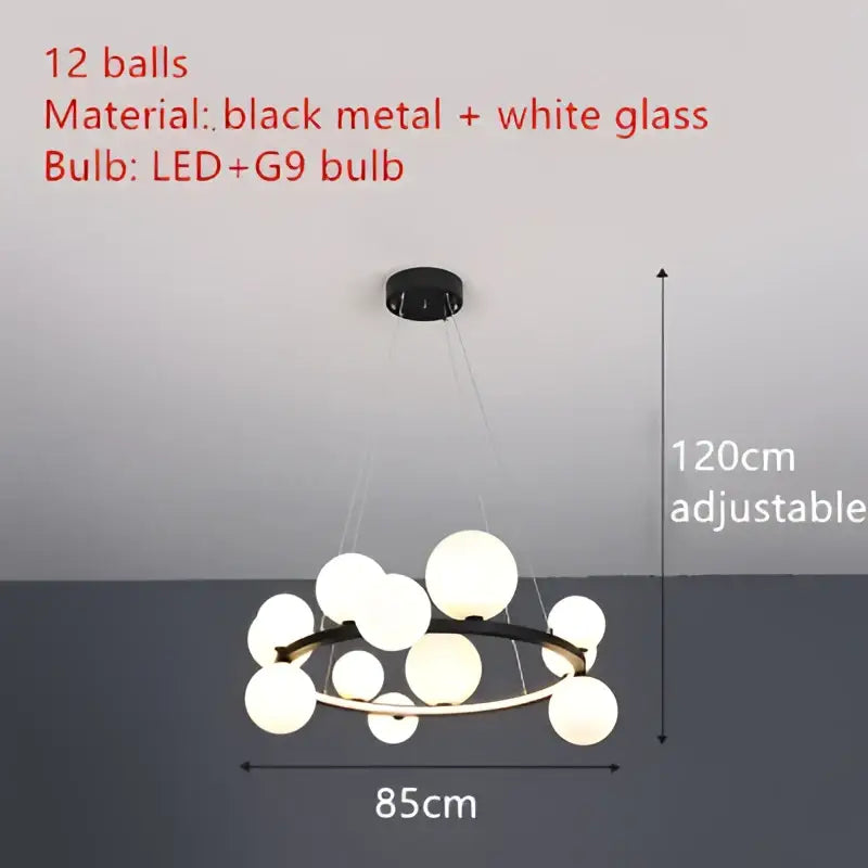 DecorBites™ Modern LED Glass Chandelier with Adjustable Cord