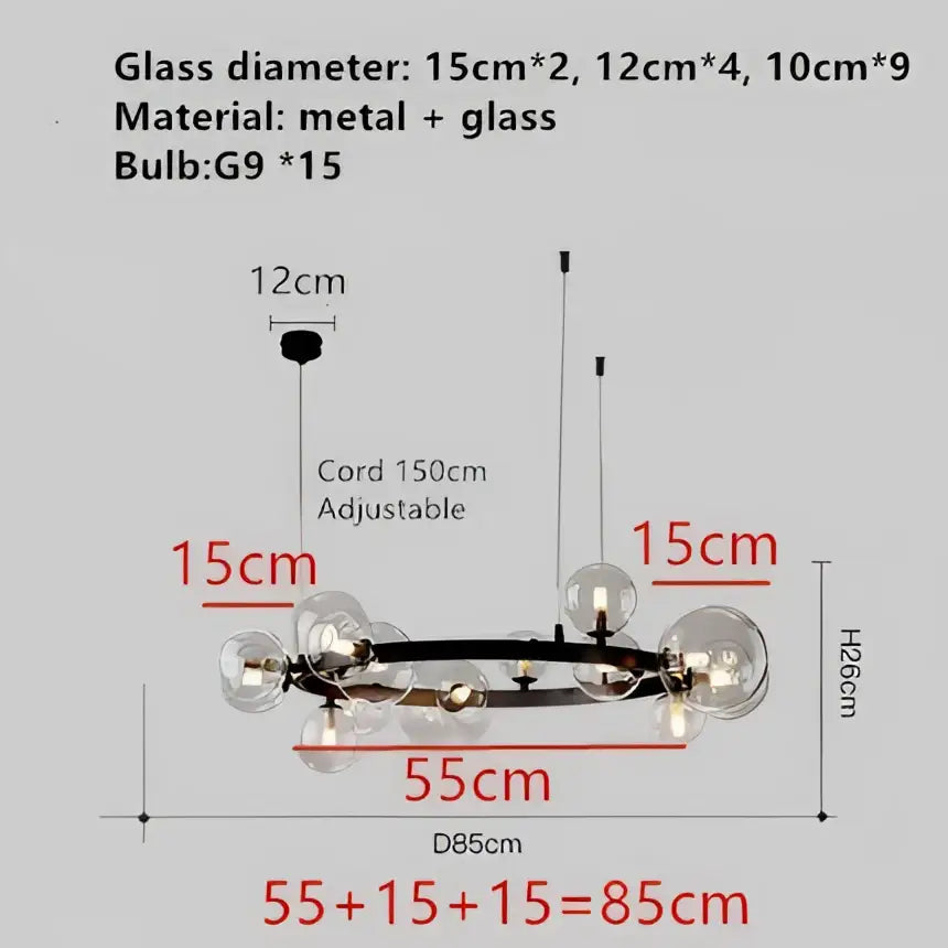 DecorBites™ Modern LED Glass Chandelier with Adjustable Cord