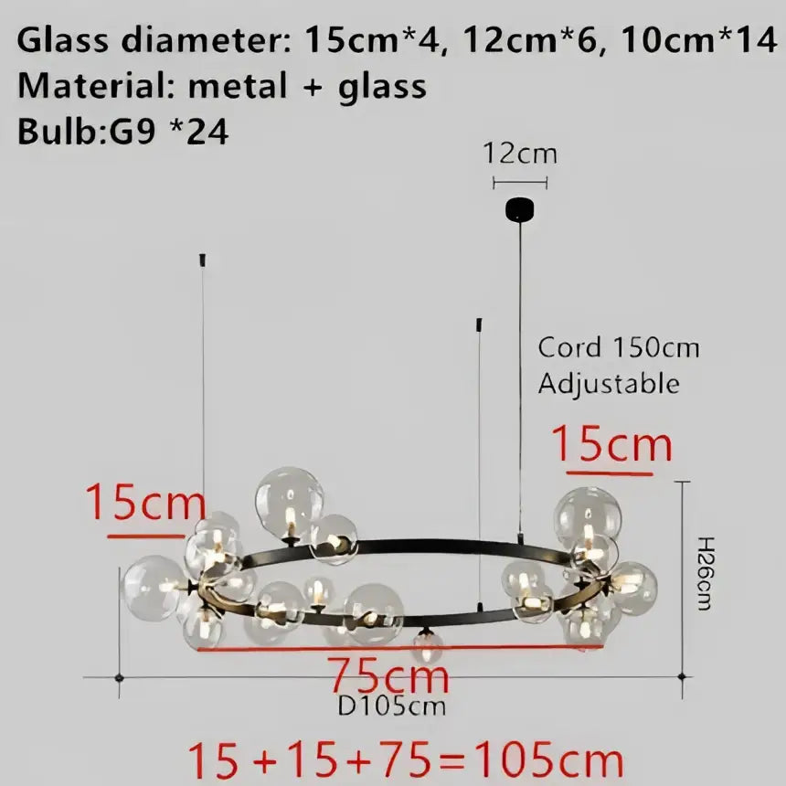 DecorBites™ Modern LED Glass Chandelier with Adjustable Cord