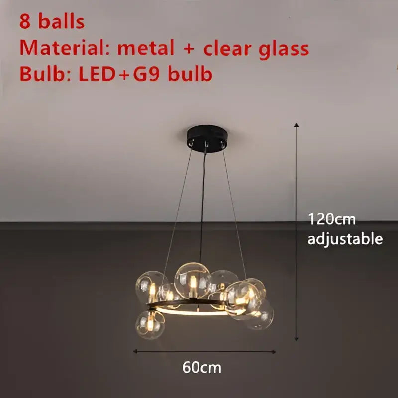 DecorBites™ Modern LED Glass Chandelier with Adjustable Cord
