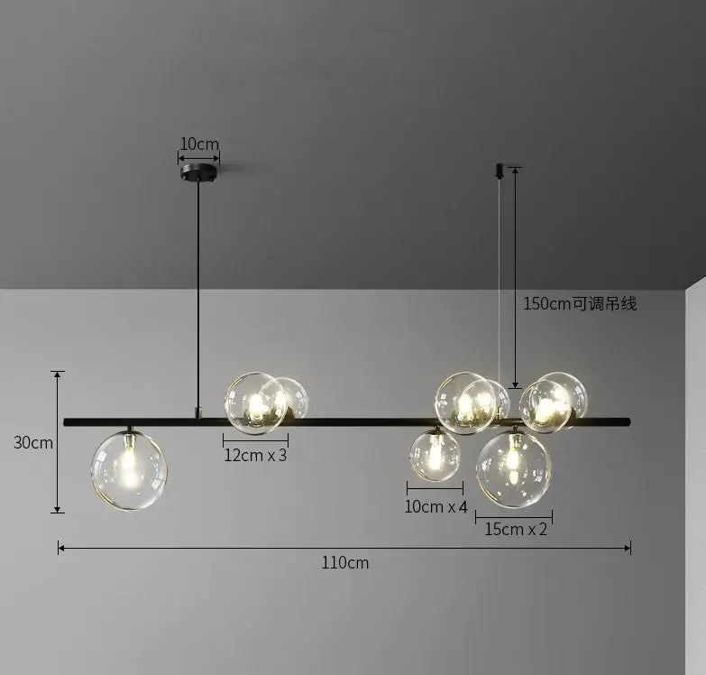 DecorBites™ Modern LED Glass Chandelier with Adjustable Cord