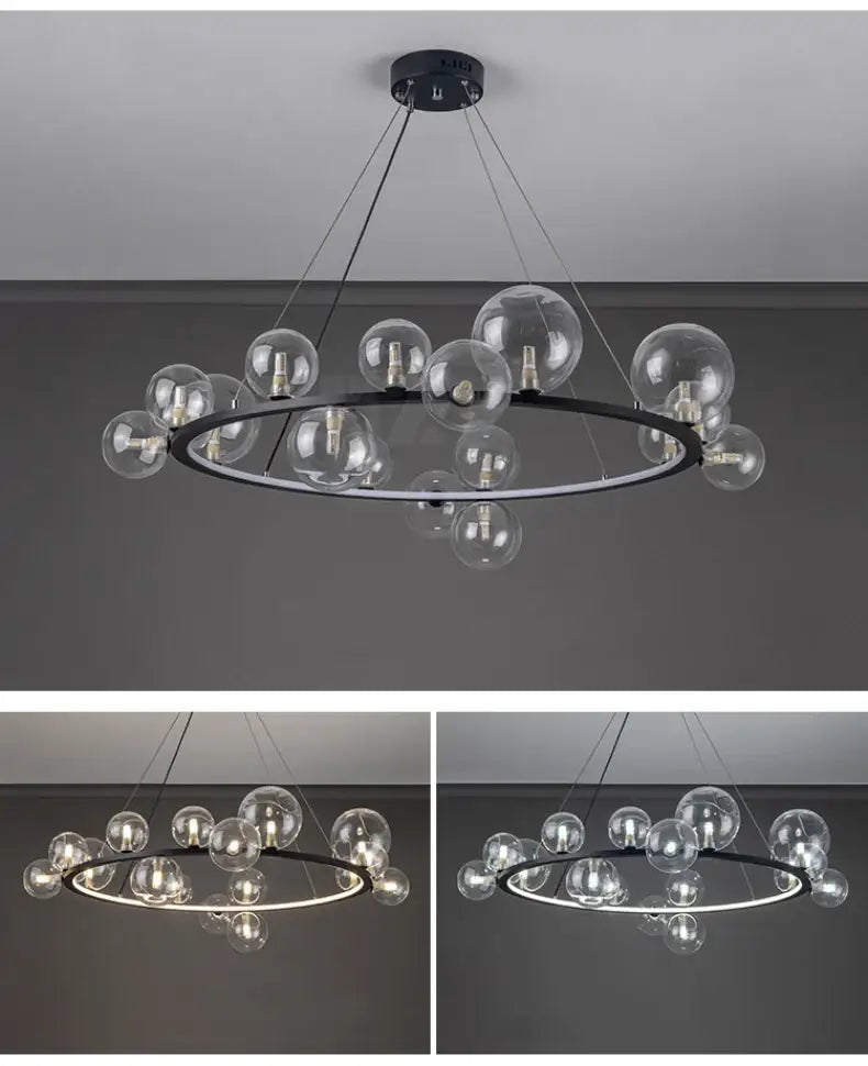 DecorBites™ Modern LED Glass Chandelier with Adjustable Cord