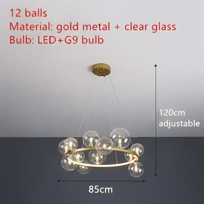 DecorBites™ Modern LED Glass Chandelier with Adjustable Cord