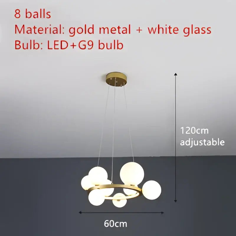DecorBites™ Modern LED Glass Chandelier with Adjustable Cord