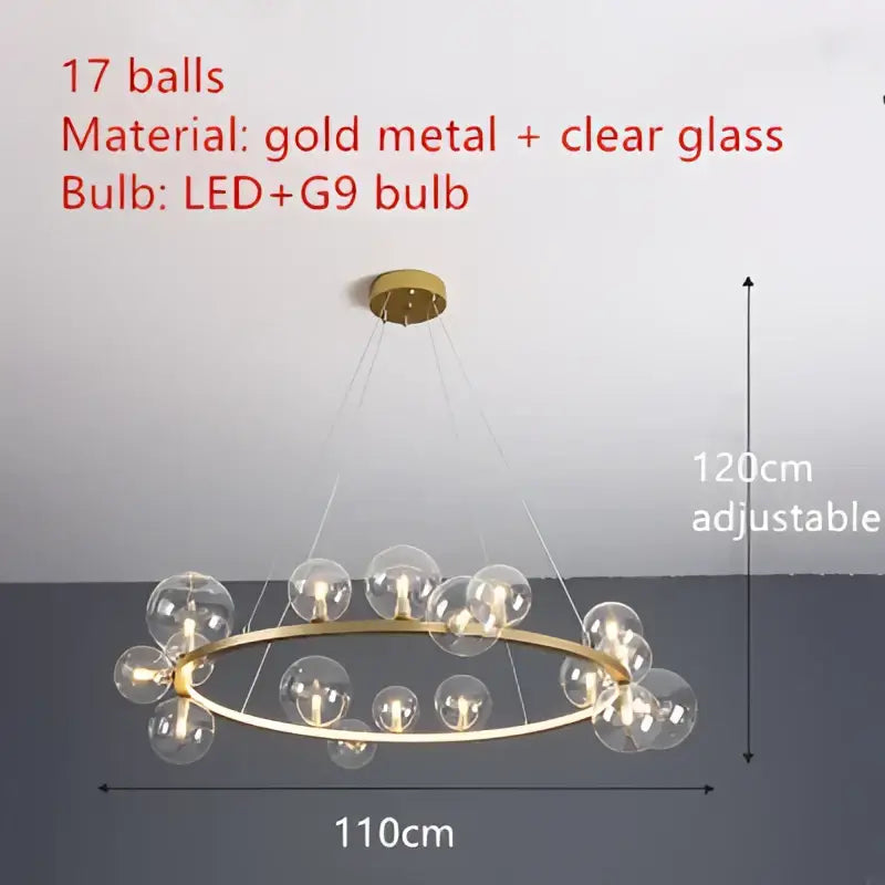 DecorBites™ Modern LED Glass Chandelier with Adjustable Cord