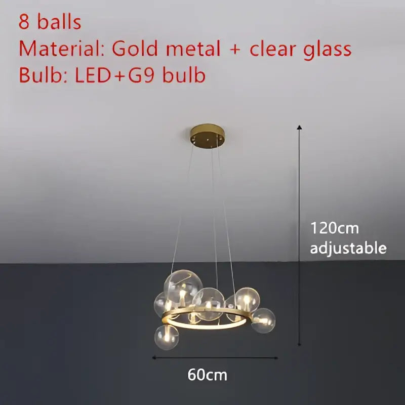 DecorBites™ Modern LED Glass Chandelier with Adjustable Cord