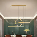 DecorBites™ Modern LED Restaurant Island Lamp in Black/Gold with Circle & Linear Metal Shade - Warm/White Light