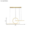 DecorBites™ modern gold-toned minimalist pendant ceiling light with circle and linear metal shade and warm white light