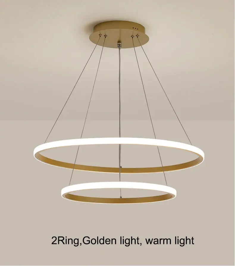 DecorBites™ Modern LED Ring Pendant Chandelier - Black