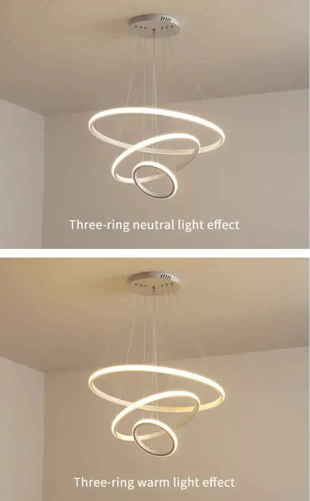DecorBites™ Modern LED Ring Pendant Chandelier - Black