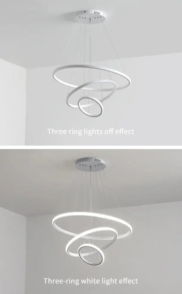 DecorBites™ Modern LED Ring Pendant Chandelier - Black