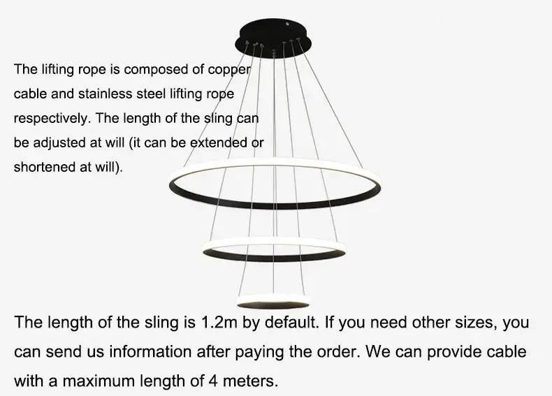 DecorBites™ Modern LED Ring Pendant Chandelier - Black