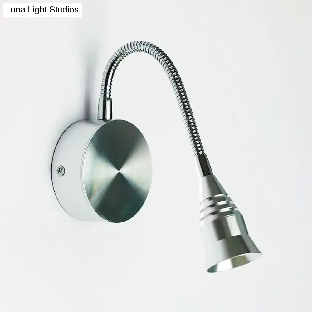 DecorBites™ Modern LED Sconce Lamp with Chrome Metal Shade - Warm/White Lighting