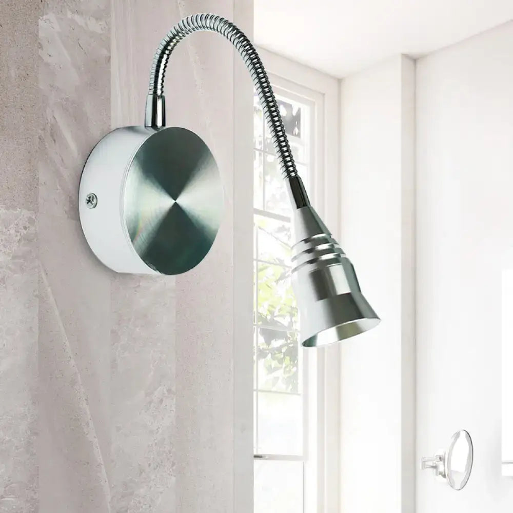 DecorBites™ Modern LED Sconce Lamp with Chrome Metal Shade - Warm/White Lighting