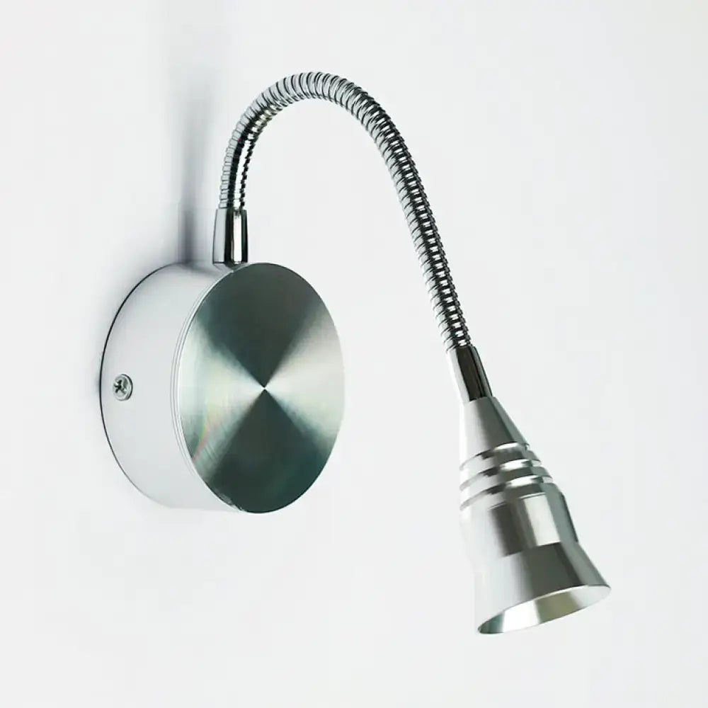 DecorBites™ Modern LED Sconce Lamp with Chrome Metal Shade - Warm/White Lighting