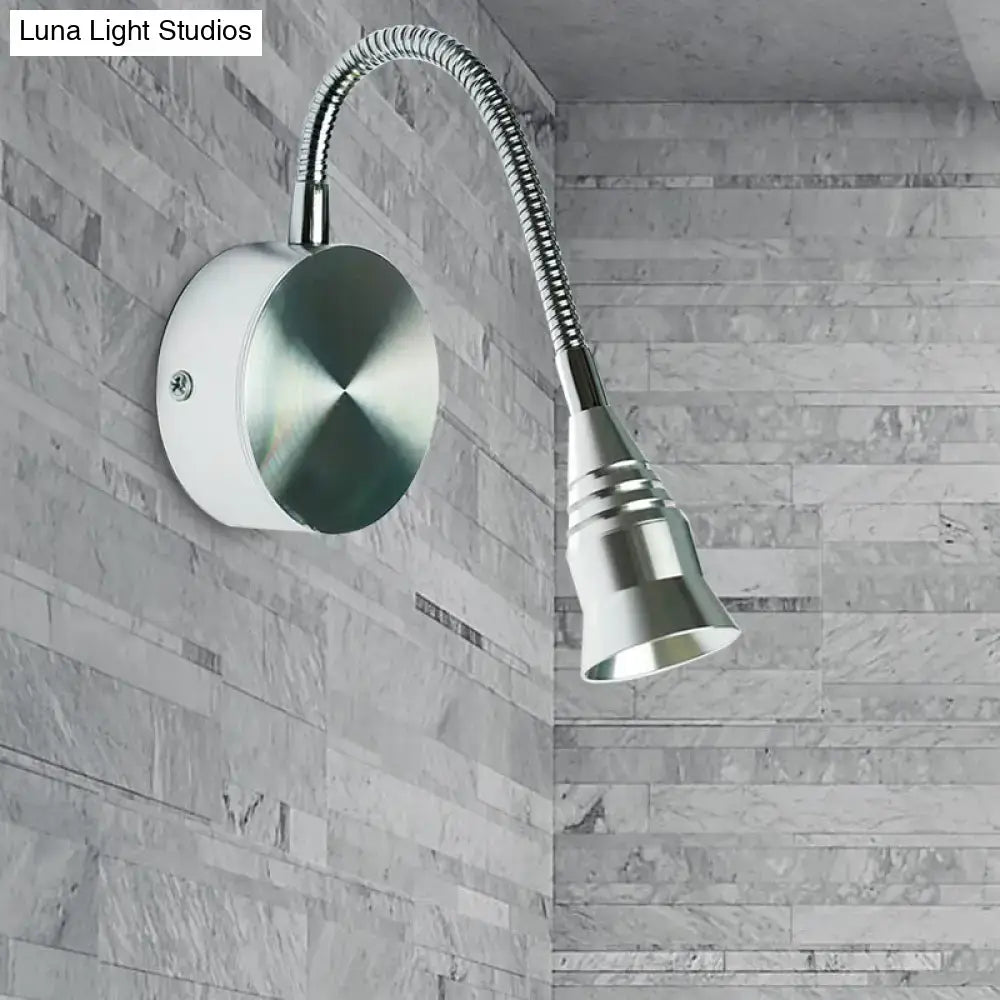 DecorBites™ Modern LED Sconce Lamp with Chrome Metal Shade - Warm/White Lighting