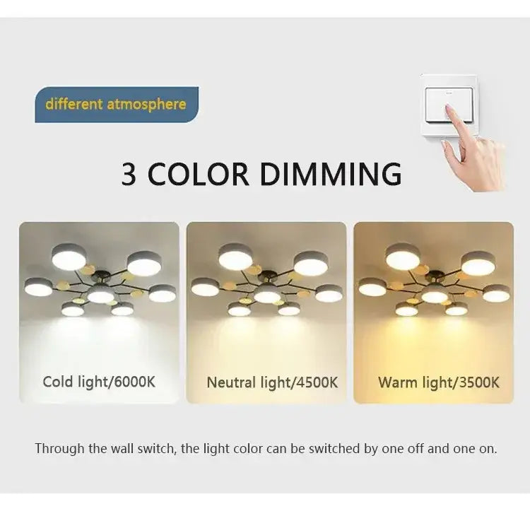 DecorBites™ Modern Macaron Ceiling Chandelier with 3-Color Dimming