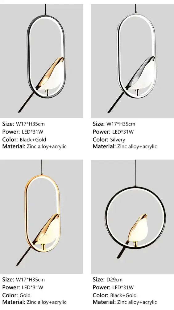 DecorBites™ مصابيح قلادة LED عصرية على شكل طائر العقعق