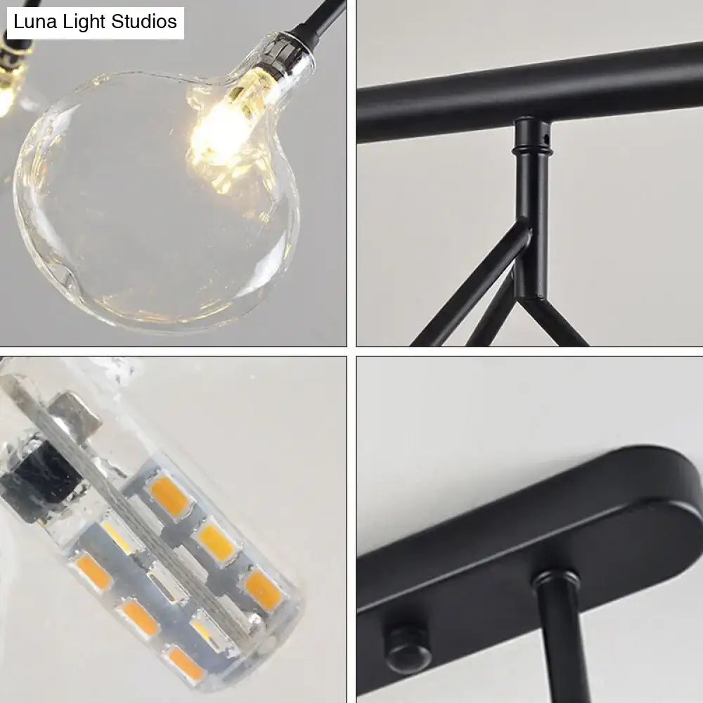 Black metal industrial-style pendant light with clear glass bulb led lighting for dining room 110v-120v 220v-240v use