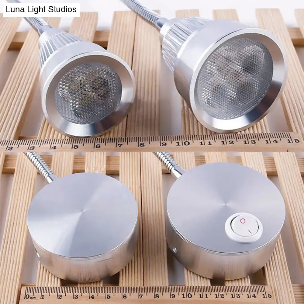 DecorBites™ Modern Metal LED Wall Sconce with Adjustable Reading Light in Warm/White Chrome Finish