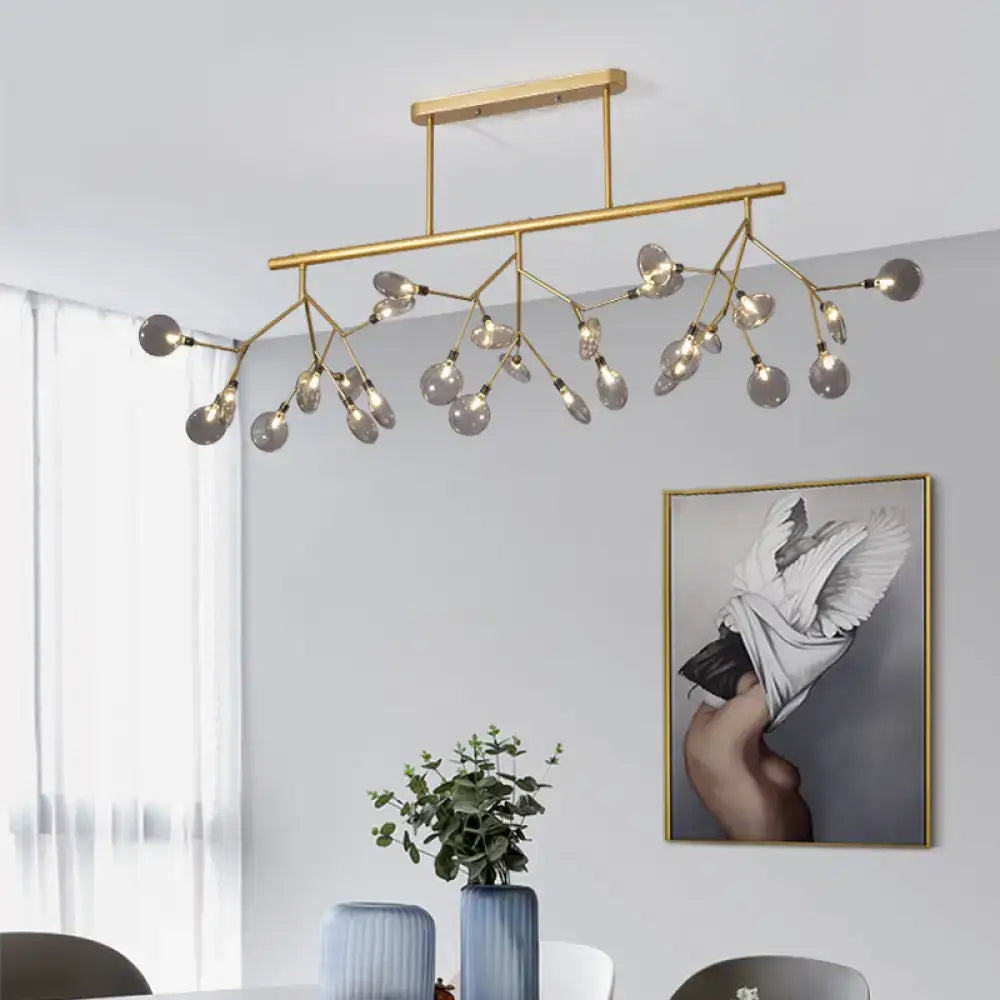 DecorBites™ Modern Metal Linear Island Light: Branching LED Pendant Fixture