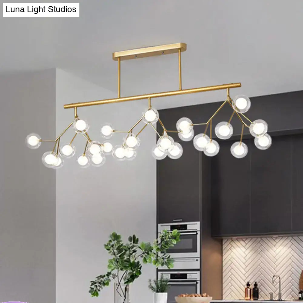 DecorBites™ Modern Metal Linear Island Light: Branching LED Pendant Fixture