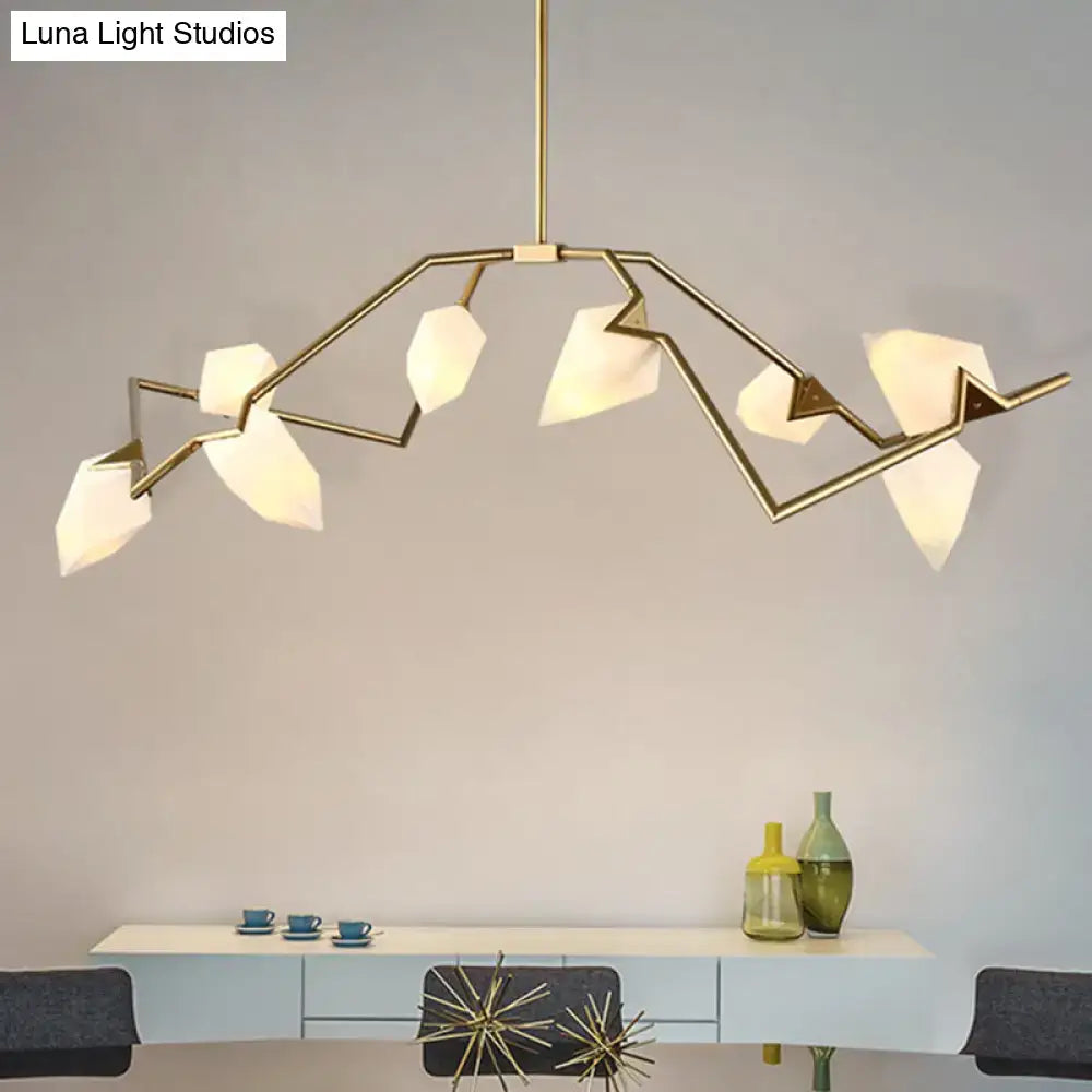 DecorBites™ Modern Milk Glass Tree Branch Ceiling Suspension Lamp, Black/Gold Hanging Light Fixture - 5/8 Bulbs for Dining Room