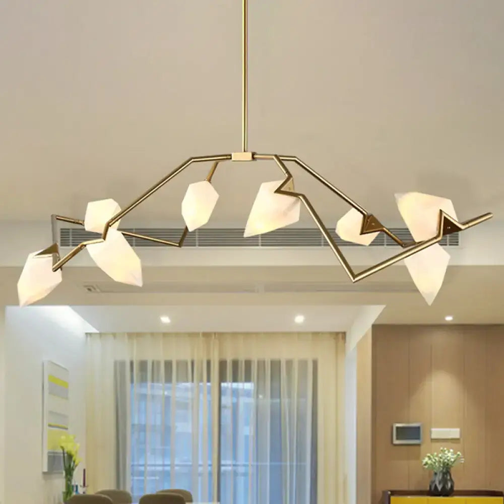 DecorBites™ Modern Milk Glass Tree Branch Ceiling Suspension Lamp, Black/Gold Hanging Light Fixture - 5/8 Bulbs for Dining Room