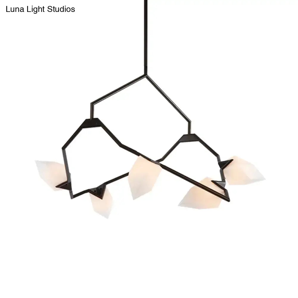 DecorBites™ Modern Milk Glass Tree Branch Ceiling Suspension Lamp, Black/Gold Hanging Light Fixture - 5/8 Bulbs for Dining Room