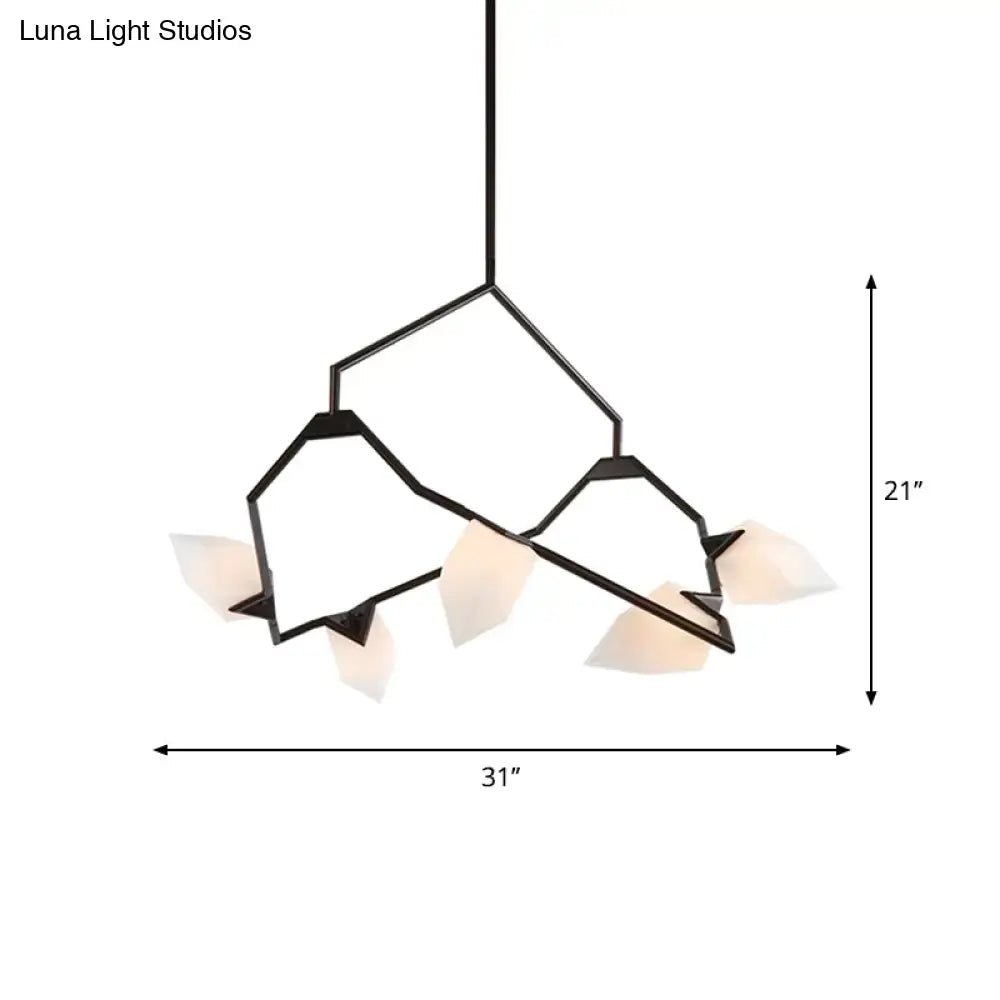 DecorBites™ Modern Milk Glass Tree Branch Ceiling Suspension Lamp, Black/Gold Hanging Light Fixture - 5/8 Bulbs for Dining Room