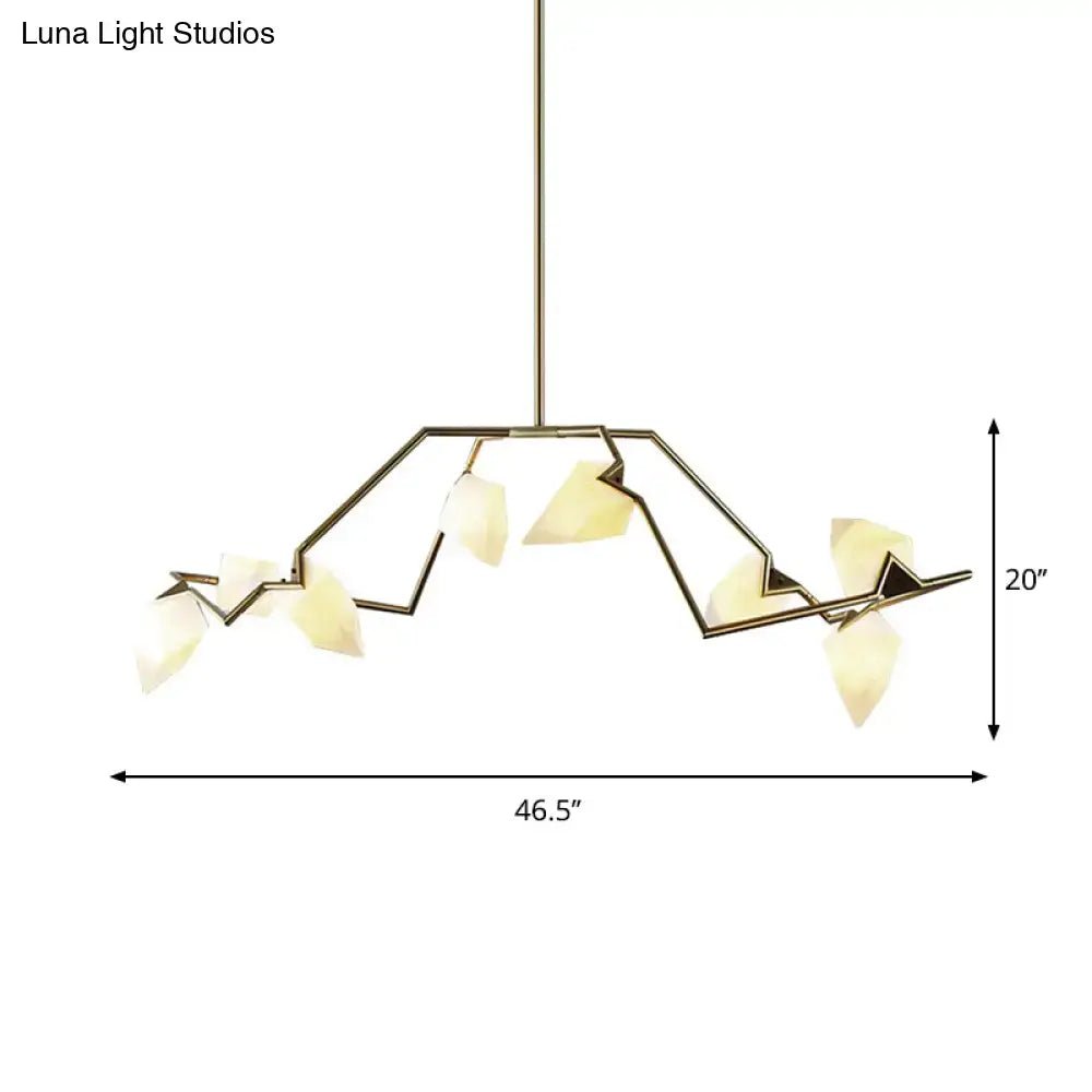 DecorBites™ Modern Milk Glass Tree Branch Ceiling Suspension Lamp, Black/Gold Hanging Light Fixture - 5/8 Bulbs for Dining Room