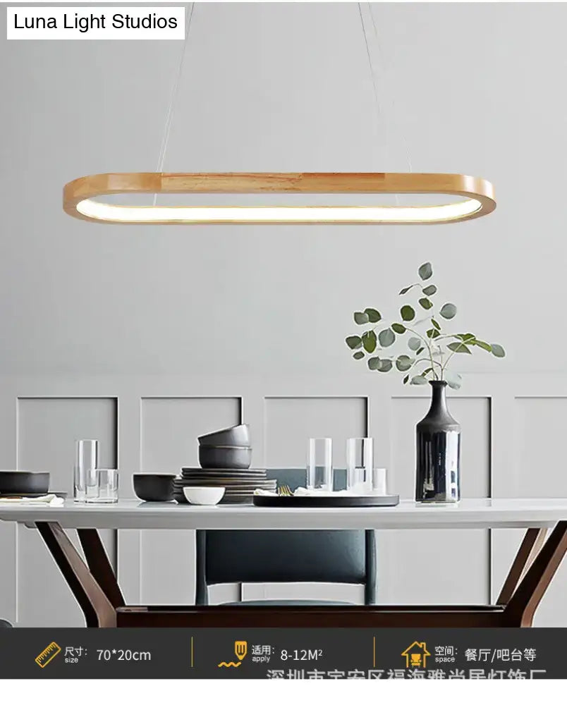 DecorBites™ Modern Minimalist Wooden LED Strip Pendant Light for Restaurants