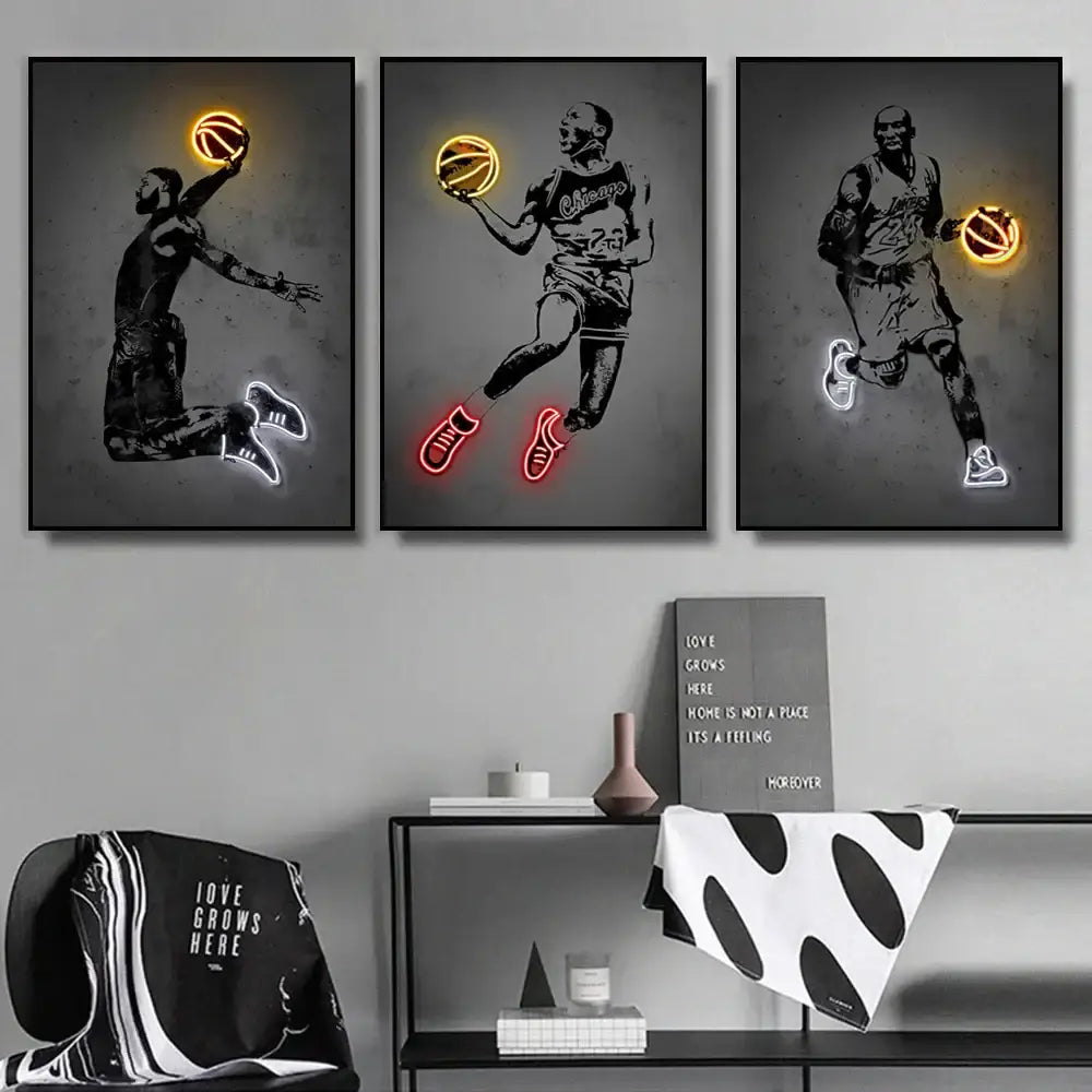 DecorBites™ Modern Neon Sports Star Wall Art Print