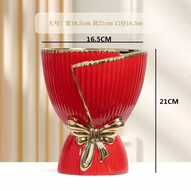 DecorBites™ Modern Nordic Ceramic Tulip Vase for Home Decor