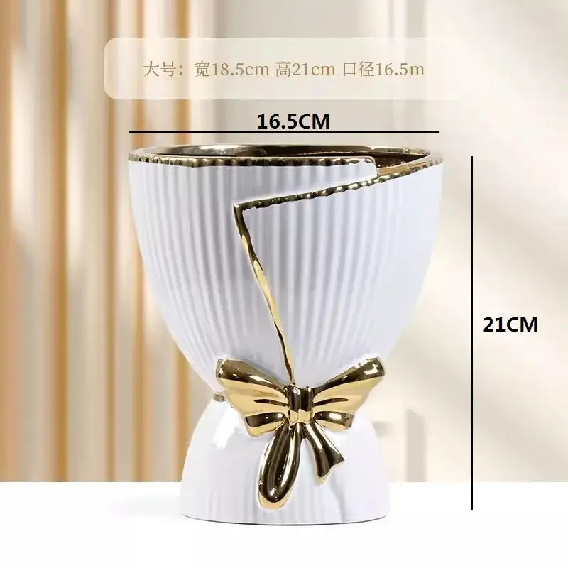 DecorBites™ Modern Nordic Ceramic Tulip Vase for Home Decor