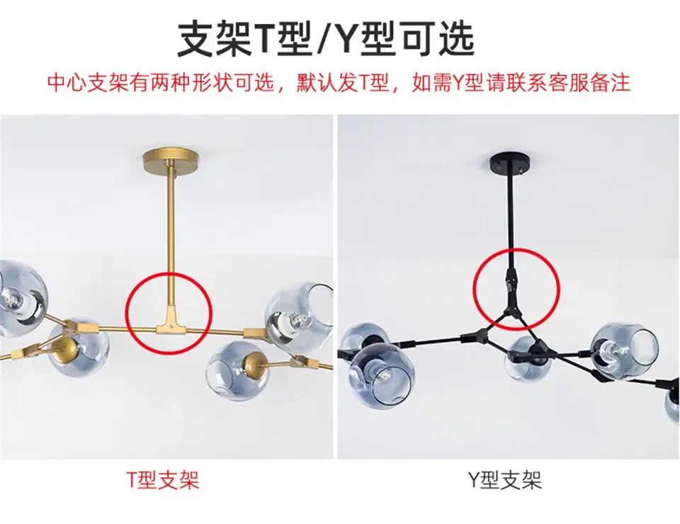 DecorBites™ Modern Nordic Glass Chandeliers LED Ceiling Lamps