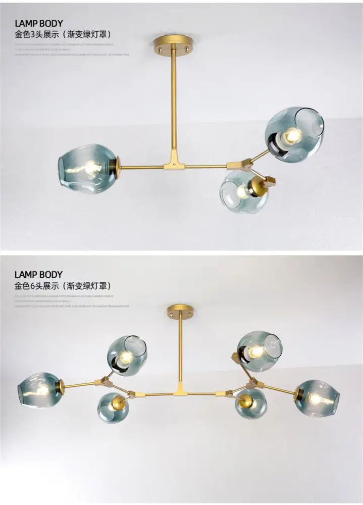 DecorBites™ Modern Nordic Glass Chandeliers LED Ceiling Lamps