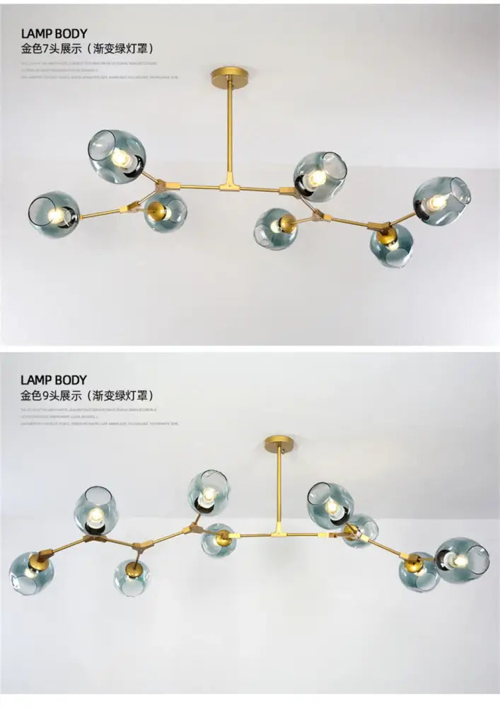DecorBites™ Modern Nordic Glass Chandeliers LED Ceiling Lamps