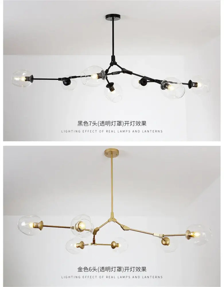 DecorBites™ Modern Nordic Glass Chandeliers - LED Pendant Lamps