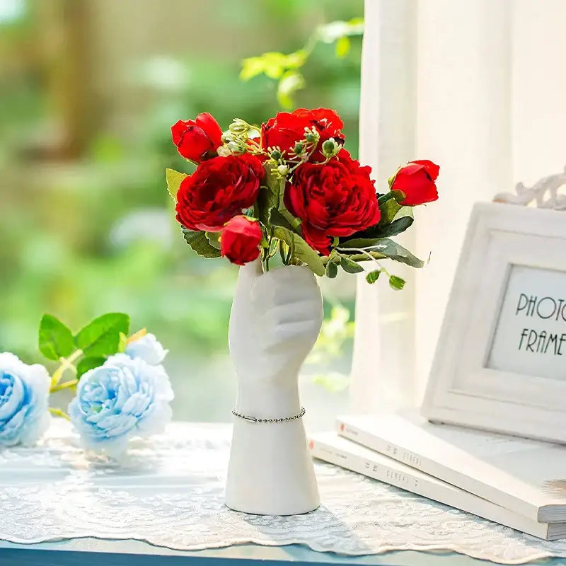 DecorBites™ Modern Nordic Style Ceramic Hand Vase