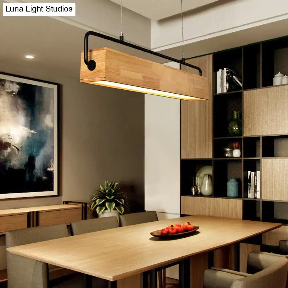 DecorBites™ Modern Nordic Wood Island Pendant Light - Strip Design for Restaurants