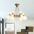 DecorBites™ Modern Opal Glass Chandelier - Wide Flare, 16 Bulbs - Black/Gold Pendant Light Fixture