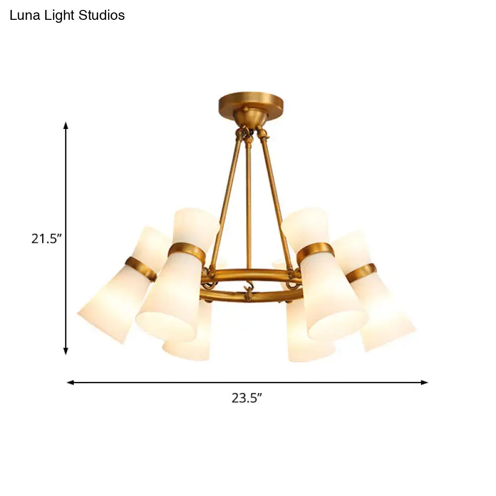 DecorBites™ Modern Opal Glass Chandelier - Wide Flare, 16 Bulbs - Black/Gold Pendant Light Fixture