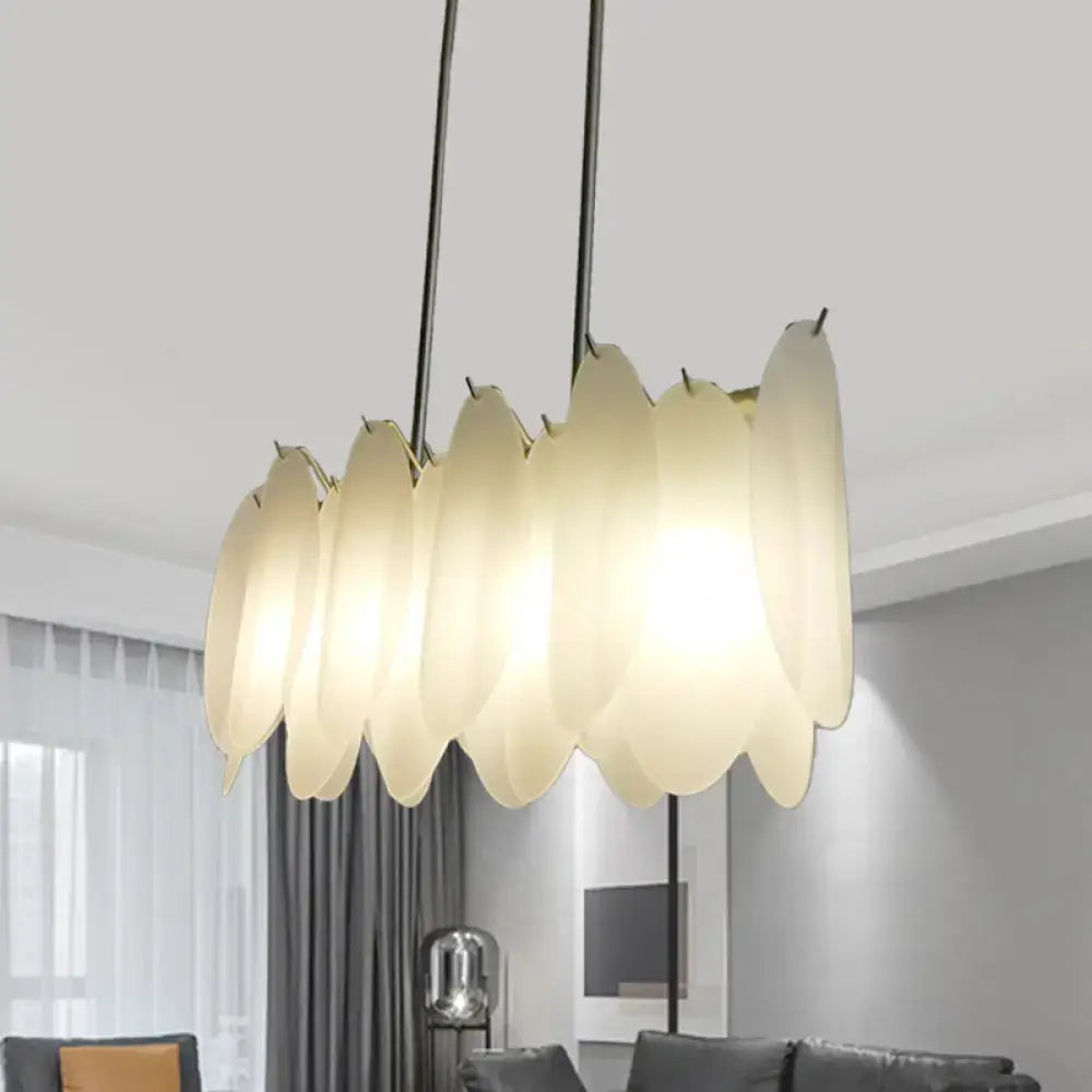 DecorBites™ Modern Oval Panel Pendant Light - Milk Glass - 4-Light - Gold Finish