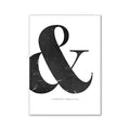DecorBites™ modern pink aesthetic wall art featuring a black marble-textured ampersand on white paper