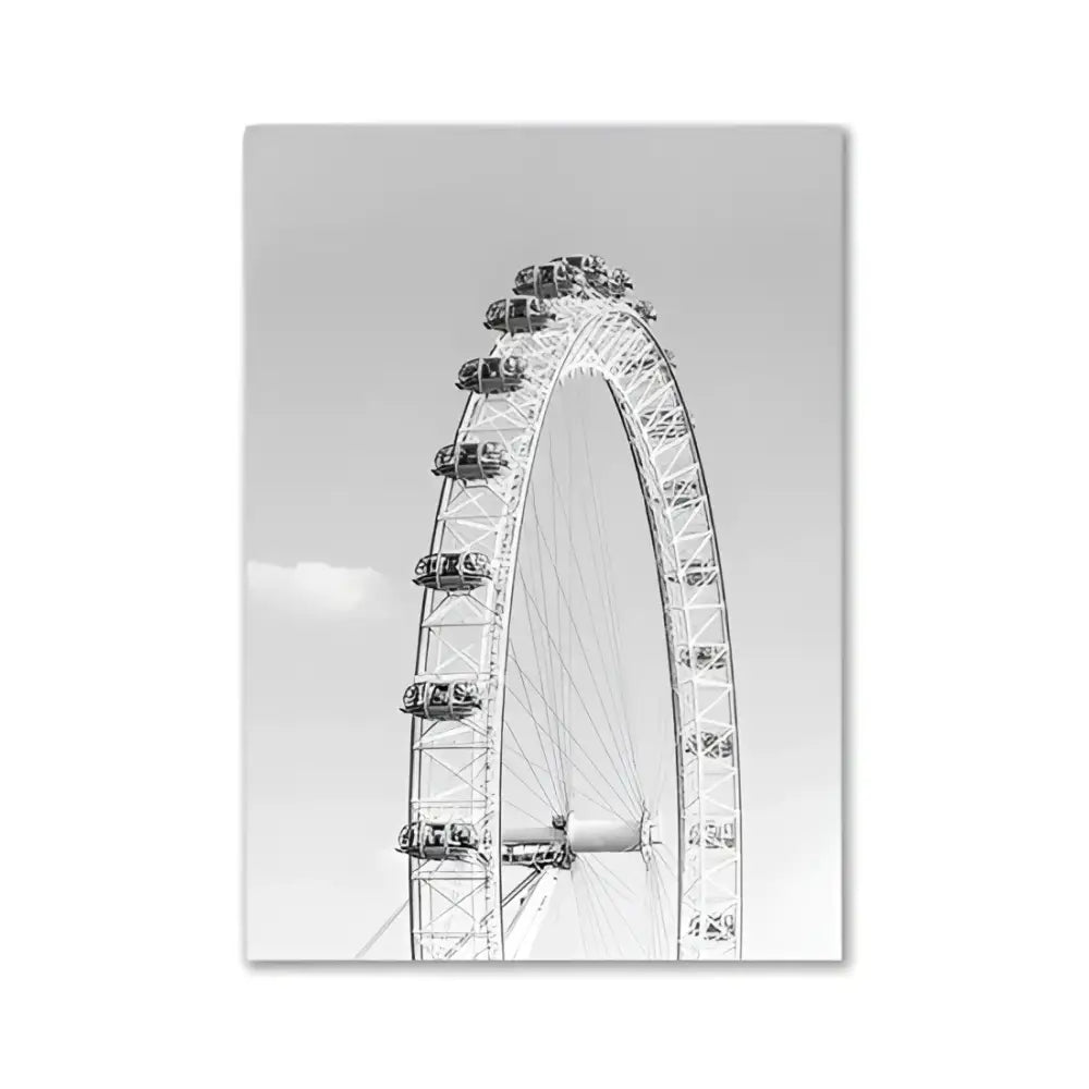 DecorBites™ modern pink wall art featuring black-and-white London Eye for minimalist bedroom with pink aesthetic